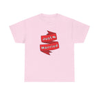 Just Married Red Ribbon Printed T-Shirt 100% Cotton Novelty Newly Wed Tee Gift Light Pink