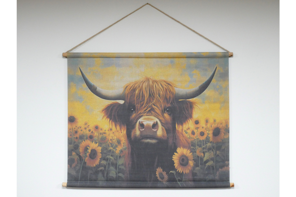 Canvas Wall Art - Cow In Sunflowers