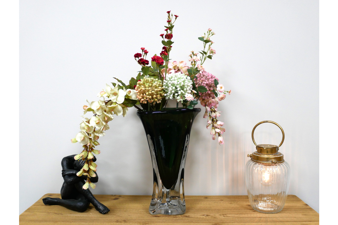 Tall Green Glass Vase