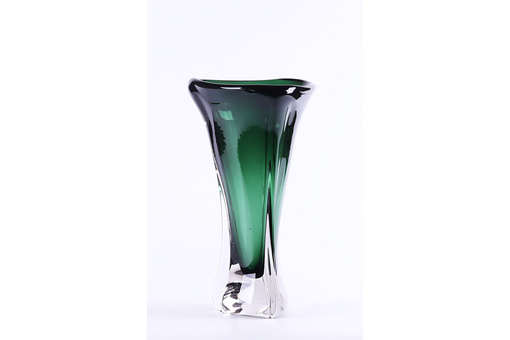 Tall Green Glass Vase