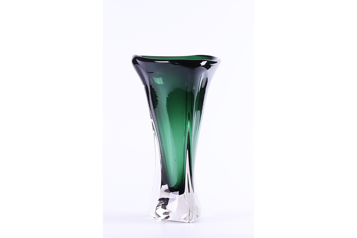 Tall Green Glass Vase