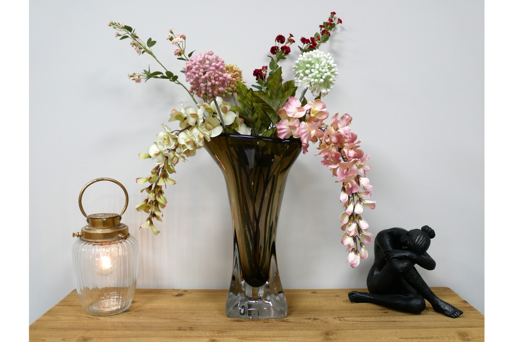 Tall Grey Glass Vase