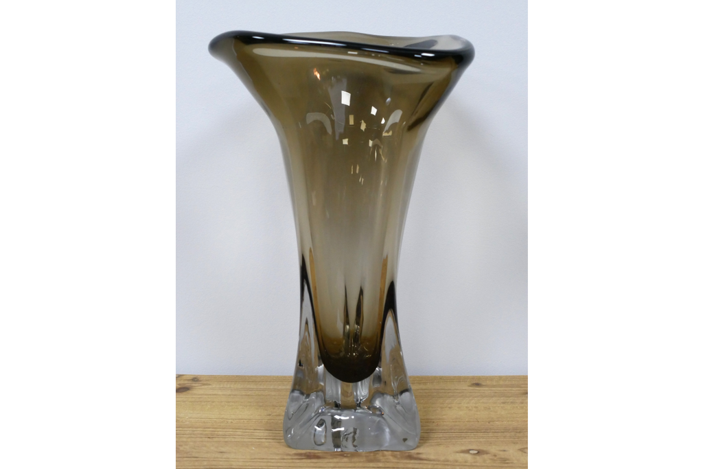 Tall Grey Glass Vase