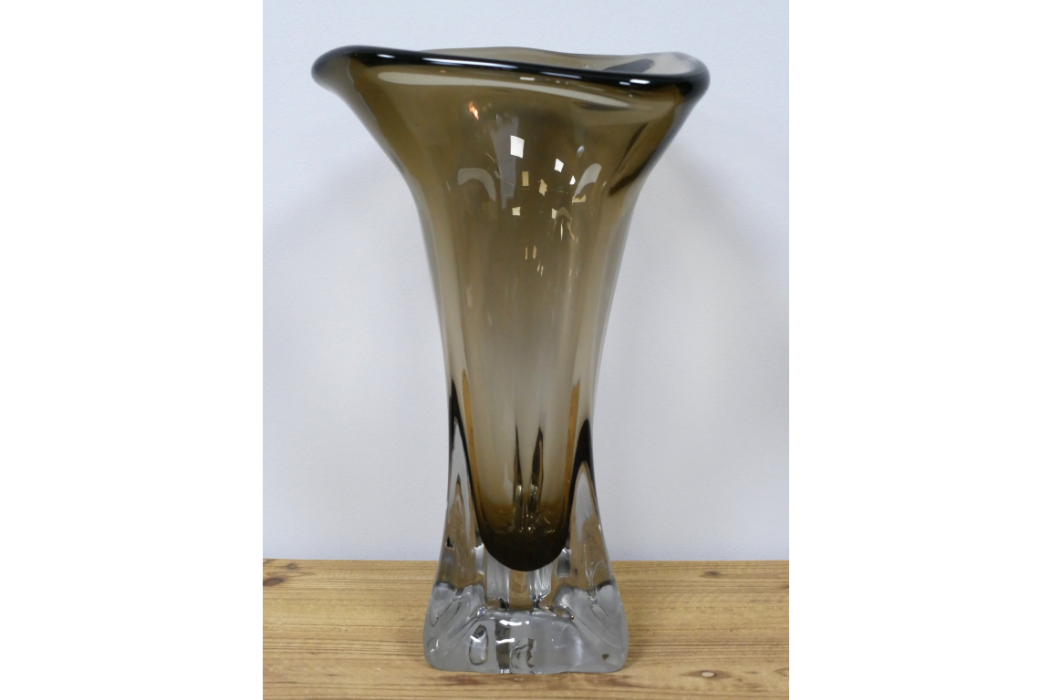 Tall Grey Glass Vase