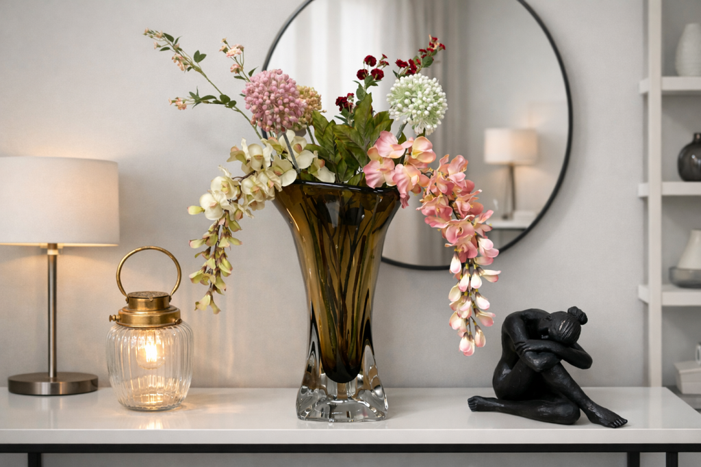 Tall Grey Glass Vase