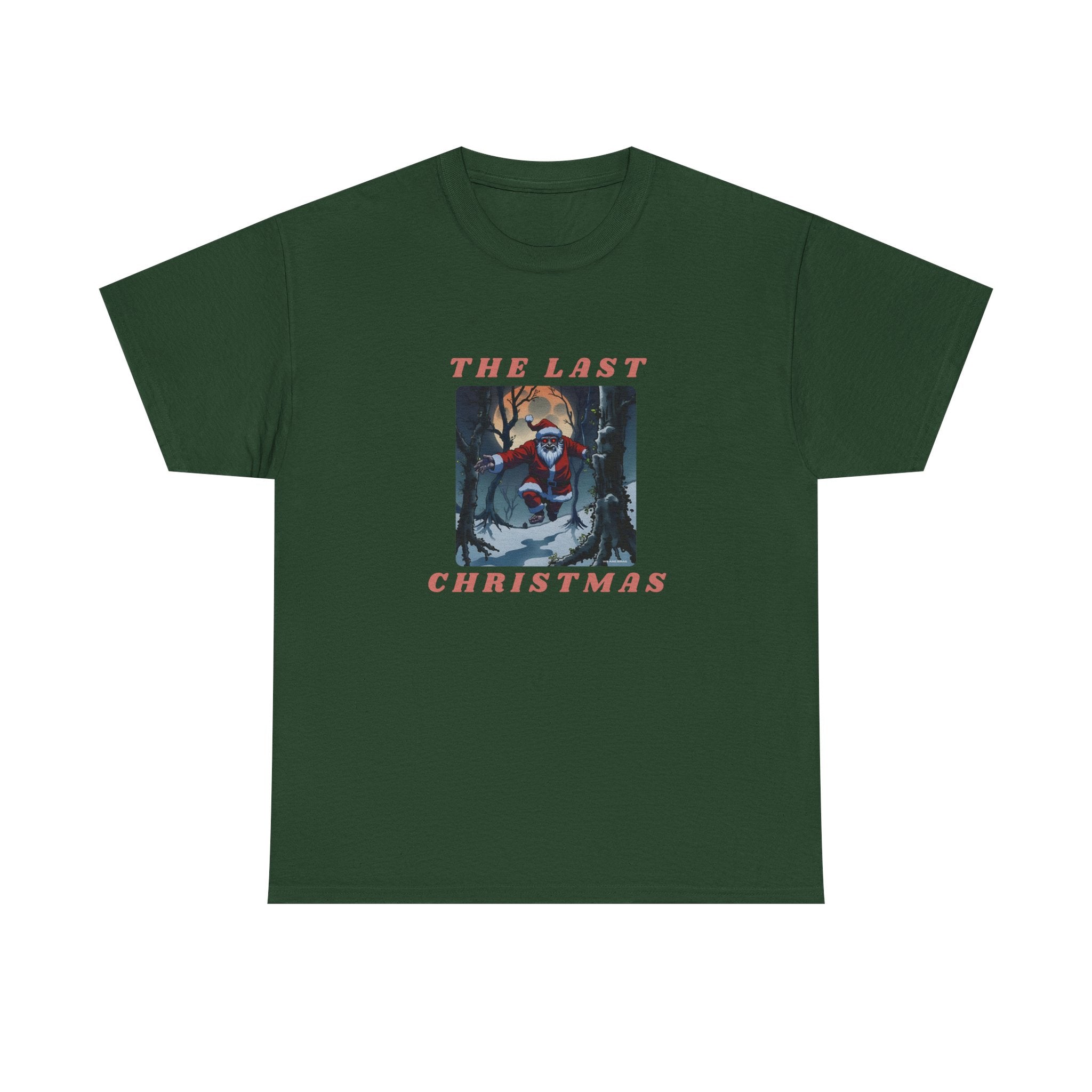 The Last Christmas Printed T-Shirt 100% Cotton Novelty Zombie Santa Xmas Tee Gift Forest Green