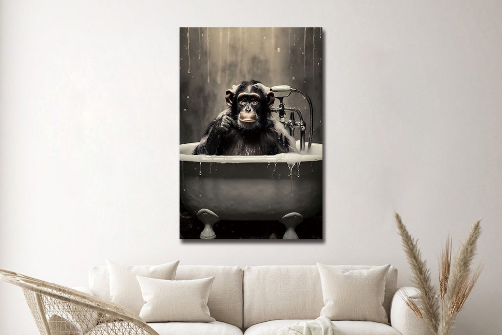 Monkey In Bath Wall Art
