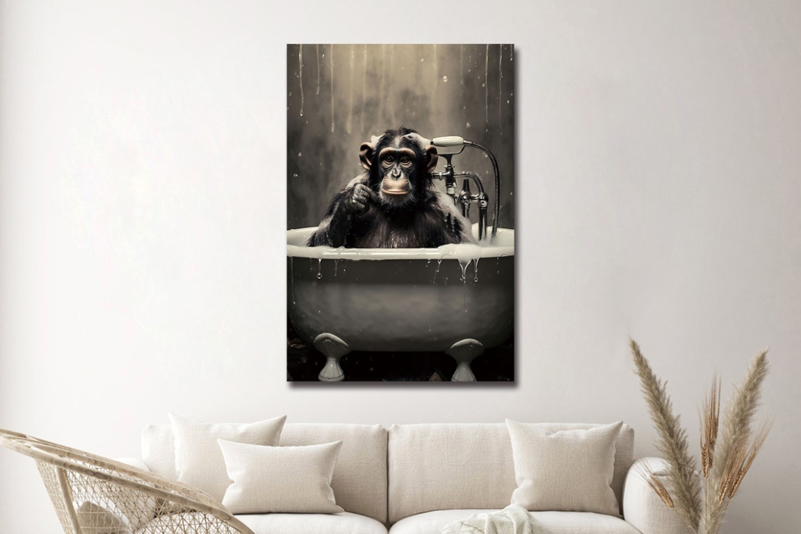 Monkey In Bath Wall Art
