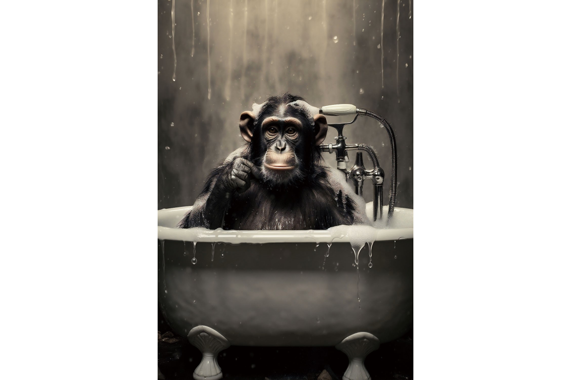 Monkey In Bath Wall Art