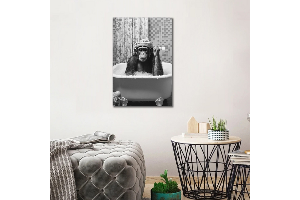 Monkey In Bath Wall Art