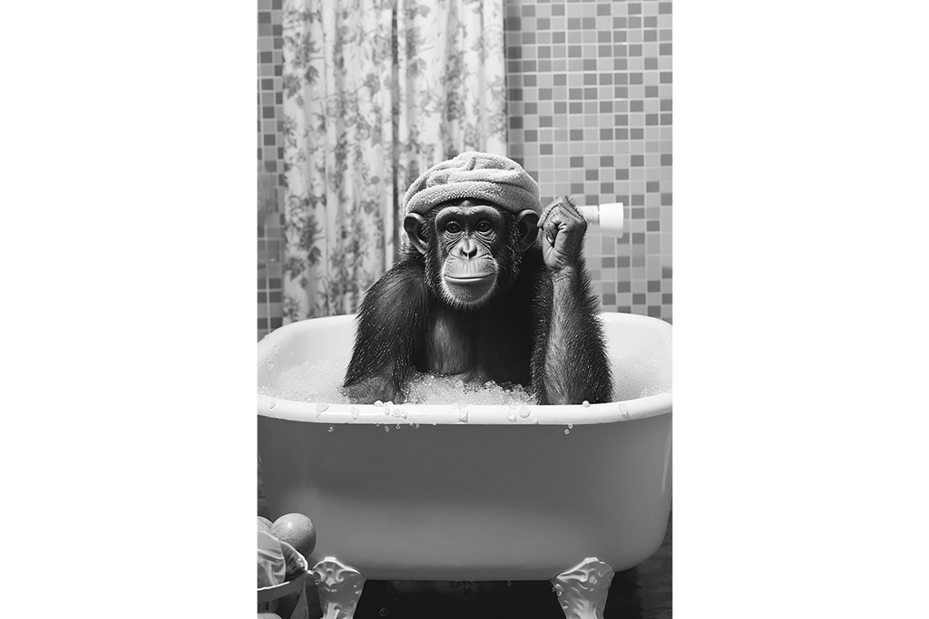 Monkey In Bath Wall Art