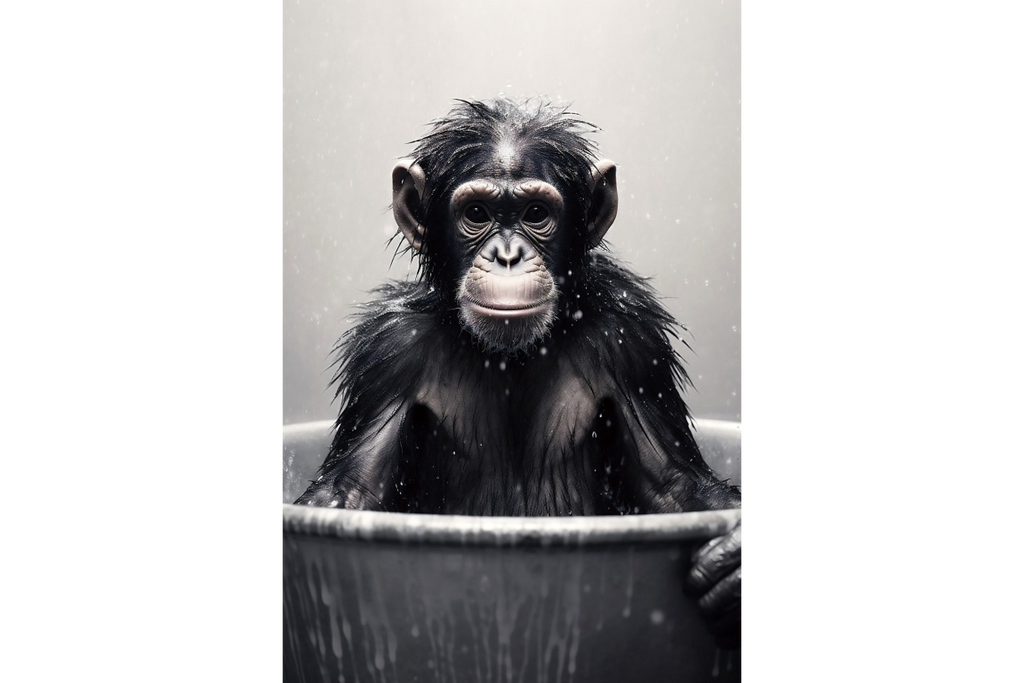 Monkey In Bath Wall Art