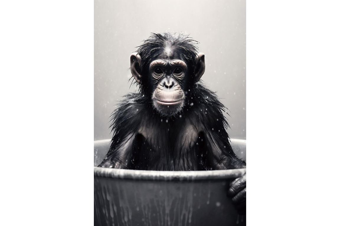 Monkey In Bath Wall Art
