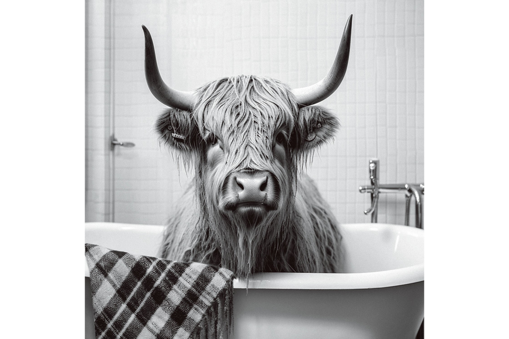 Cow In Bath Wall Art - Mini