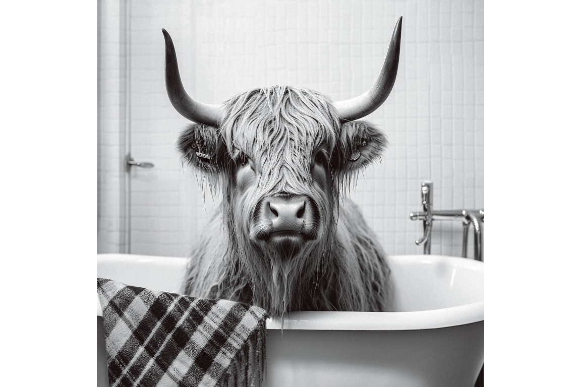 Cow In Bath Wall Art - Mini