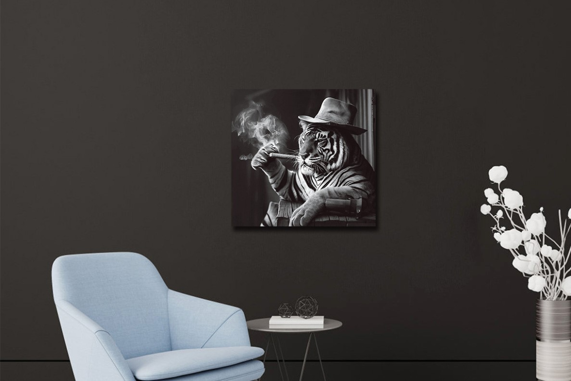 Smoking Tiger Wall Art - Mini