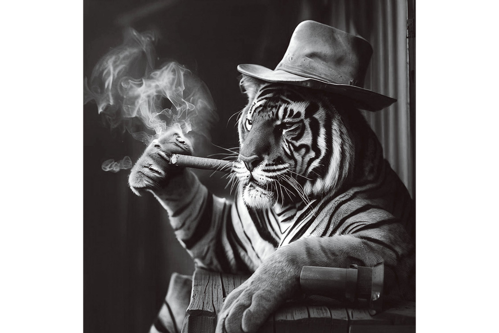 Smoking Tiger Wall Art - Mini