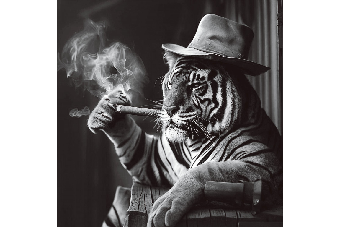 Smoking Tiger Wall Art - Mini