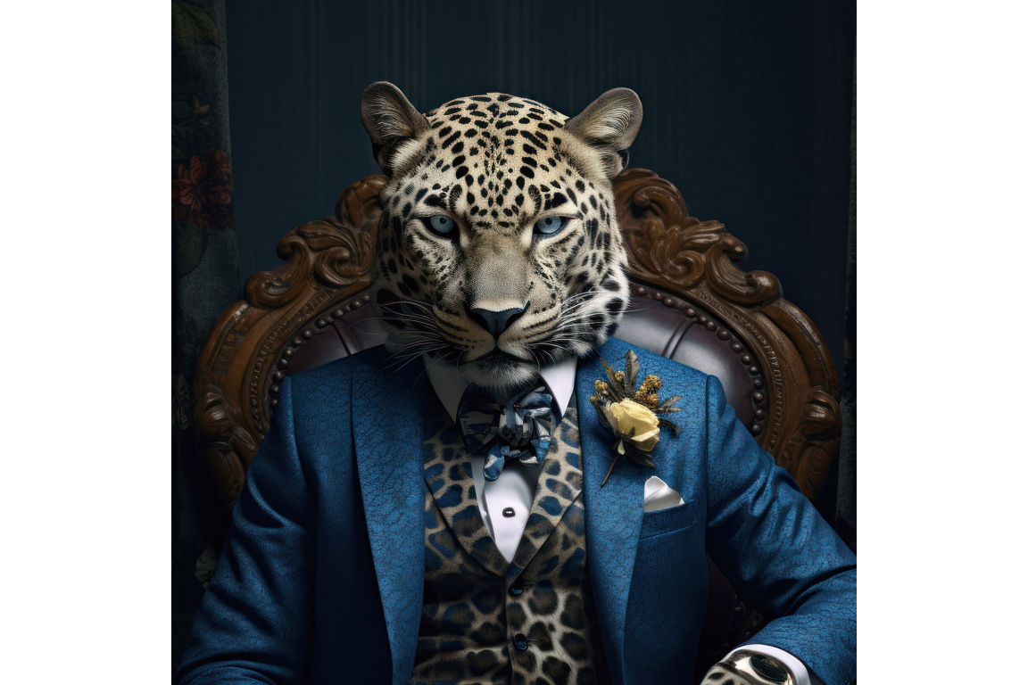 Leopard In Suit Wall Art - Mini