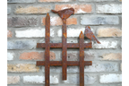 Rusty Fence With Birds Stake