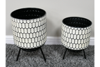 Set Of 2  Monochrome Planters