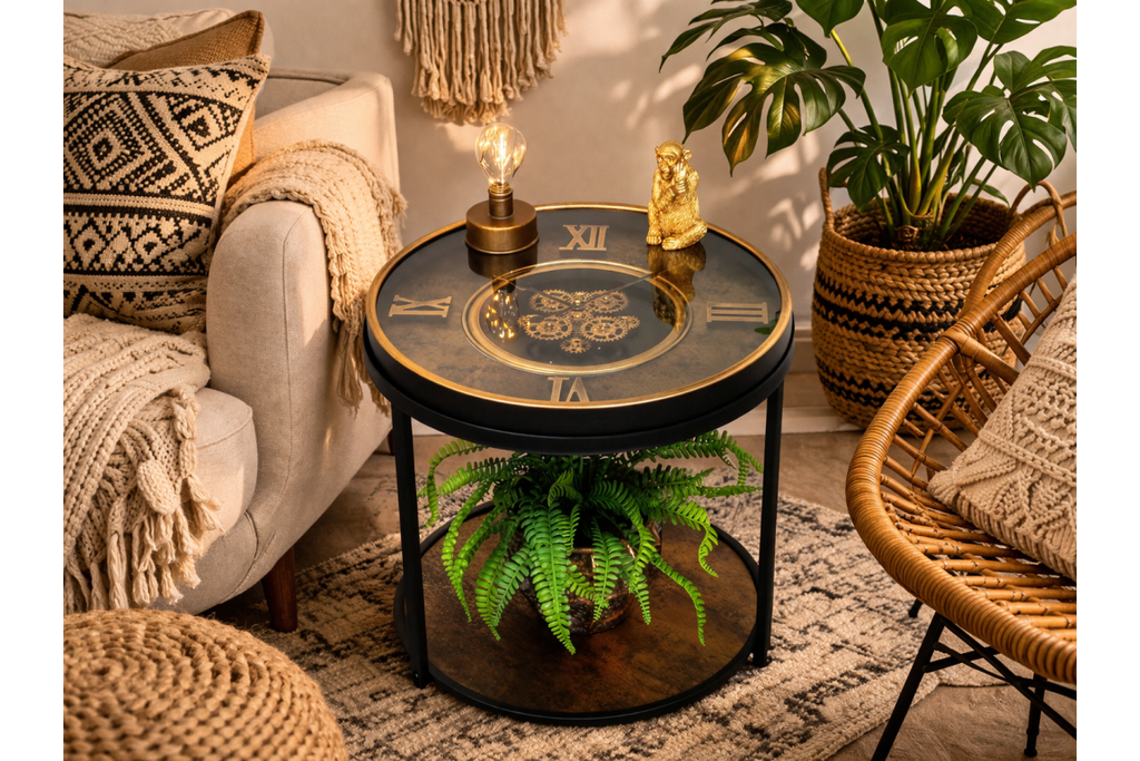 Clock With Cogs Side Table