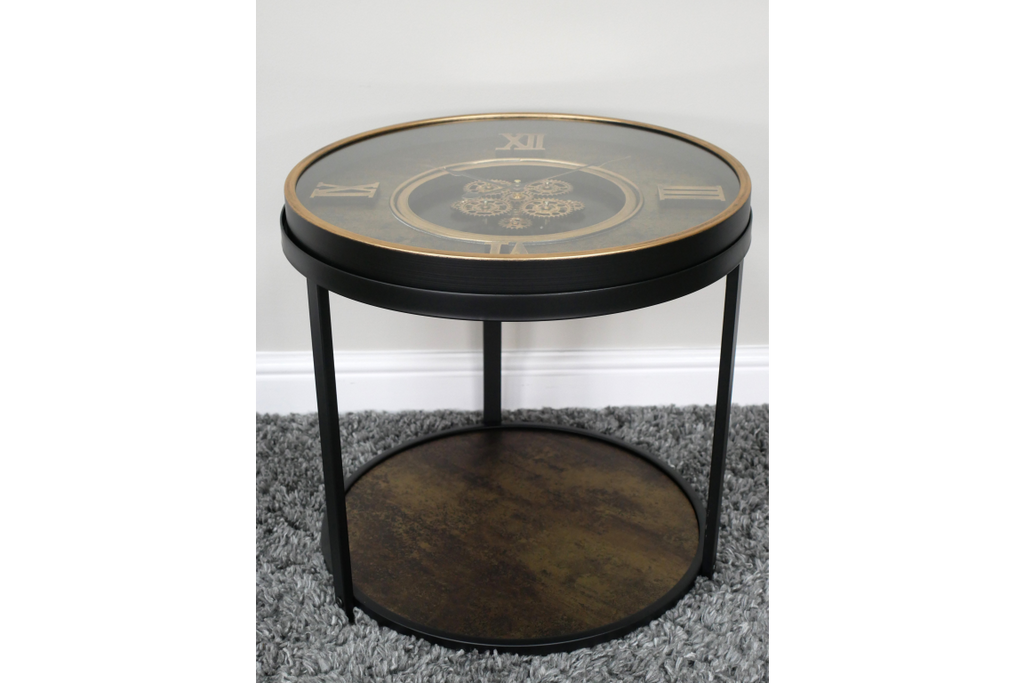 Clock With Cogs Side Table