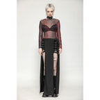 Dark in Love Carson Black and Red Tie-Dye Mesh Versatile Basic Top