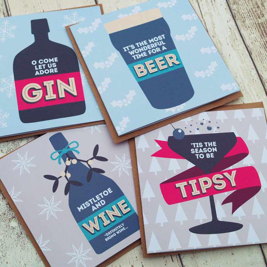 O Come Let Us Adore Gin Christmas Card