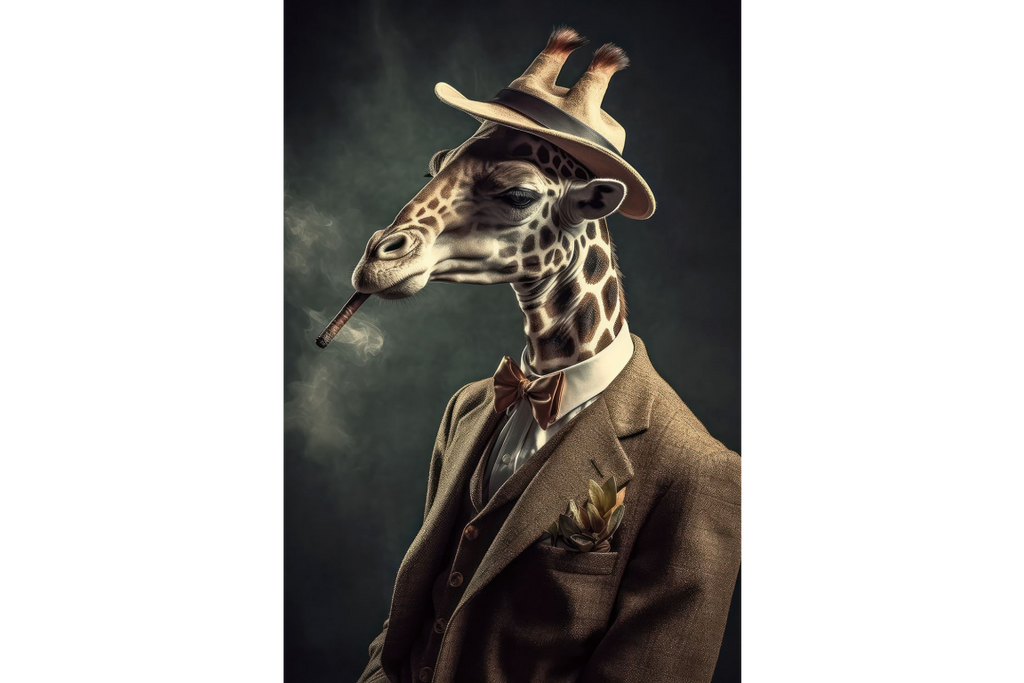 Giraffe Smoking A Cigar Wall Art