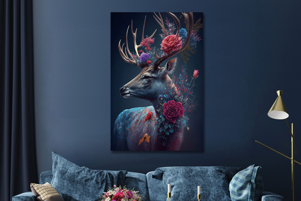 Flower Deer Wall Art