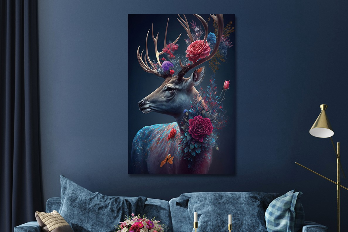 Flower Deer Wall Art