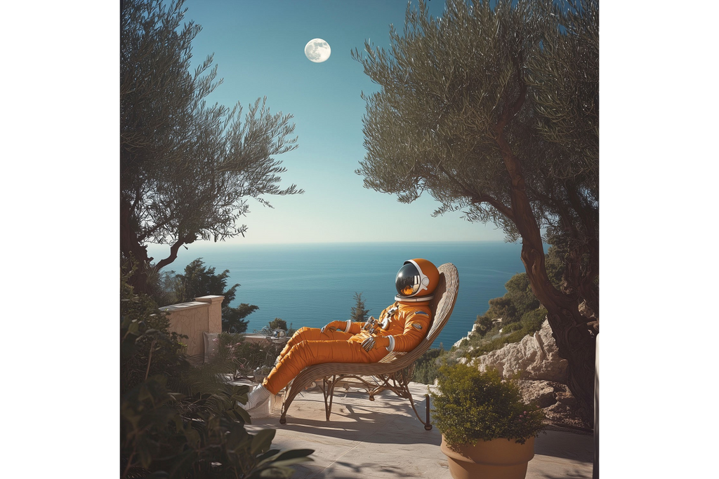 Spaceman Moon Bathing