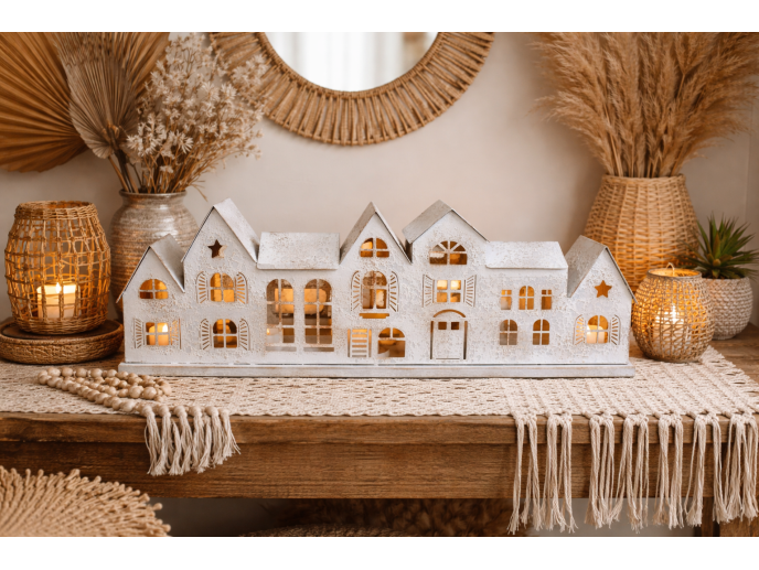 Little Row Of Houses Candle Holder