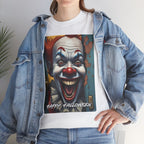 Happy Halloween Clown Novelty Printed T-Shirt 100% Cotton Scary Halloween Tee