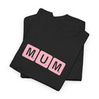 Mum Word Game Printed T-Shirt 100% Cotton Novelty Puzzle Mum Mom Tee Birthday Mother's Day Gift Black