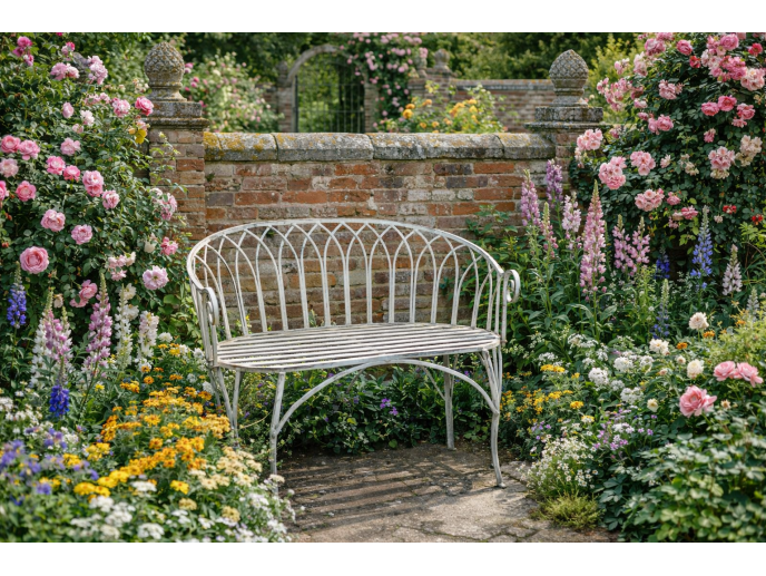 Small Antique Grey Bench