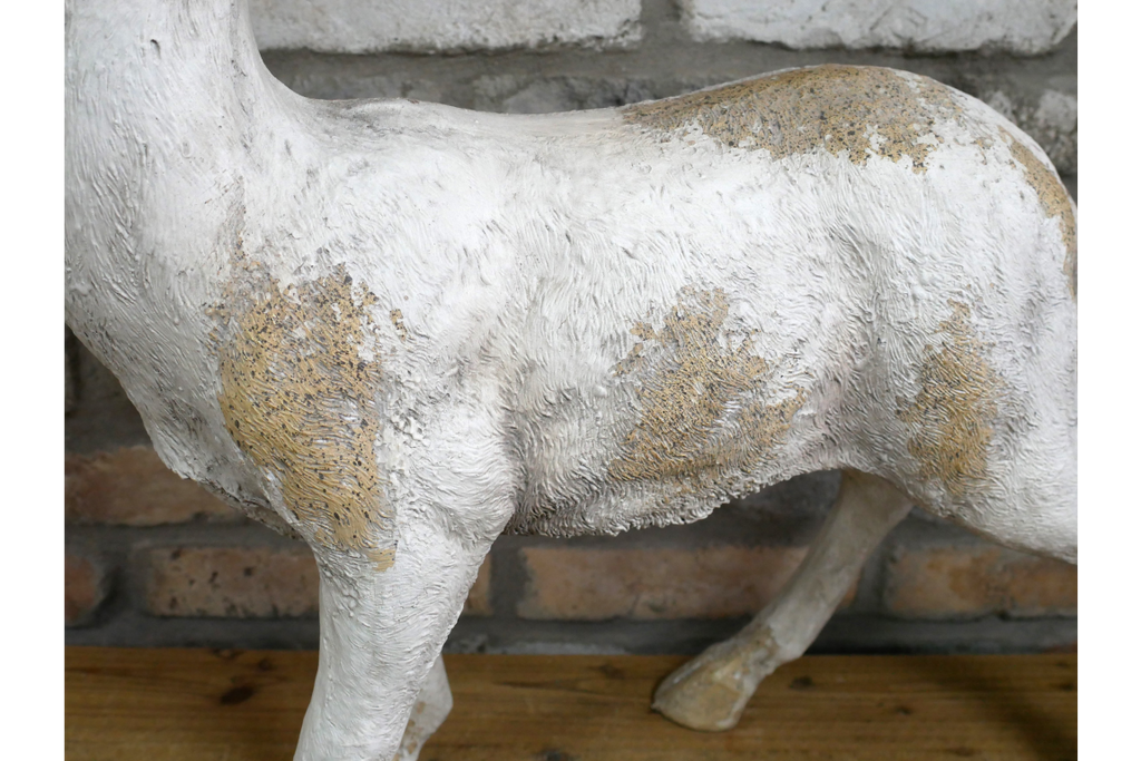 Majestic Large Stag Deer Statue - White & Gold MGO Garden Ornament