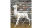 Majestic Large Stag Deer Statue - White & Gold MGO Garden Ornament