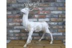 Majestic Large Stag Deer Statue - White & Gold MGO Garden Ornament