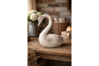 Elegant MGO Swan Garden Statue - Rustic White Shabby Chic Bird Ornament