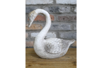 Elegant MGO Swan Garden Statue - Rustic White Shabby Chic Bird Ornament