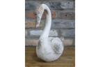 Elegant MGO Swan Garden Statue - Rustic White Shabby Chic Bird Ornament