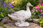 Rustic MGO Duck Garden Statue - White Shabby Chic Goose Bird Ornament