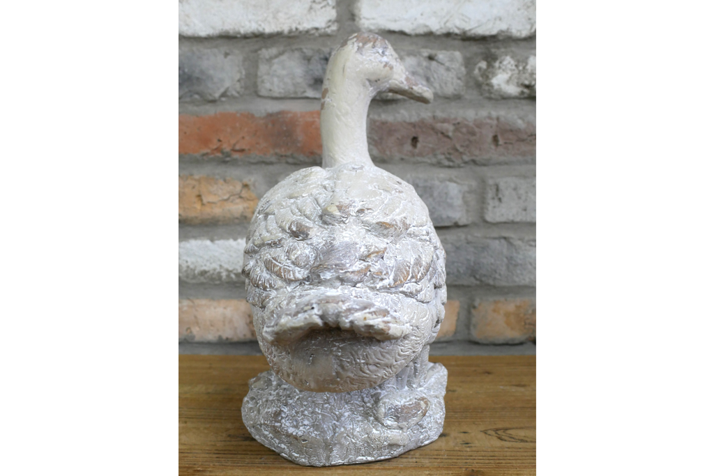 Rustic MGO Duck Garden Statue - White Shabby Chic Goose Bird Ornament