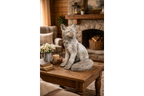 Rustic MGO Sitting Fox Statue - Antique White Shabby Chic Lawn Ornament