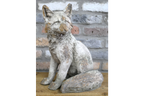 Rustic MGO Sitting Fox Statue - Antique White Shabby Chic Lawn Ornament