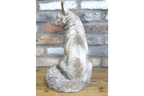 Rustic MGO Sitting Fox Statue - Antique White Shabby Chic Lawn Ornament