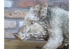 Rustic MGO Wild Boar Statue - Antique White Shabby Chic Pig Ornament