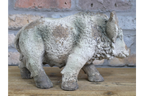 Rustic MGO Wild Boar Statue - Antique White Shabby Chic Pig Ornament